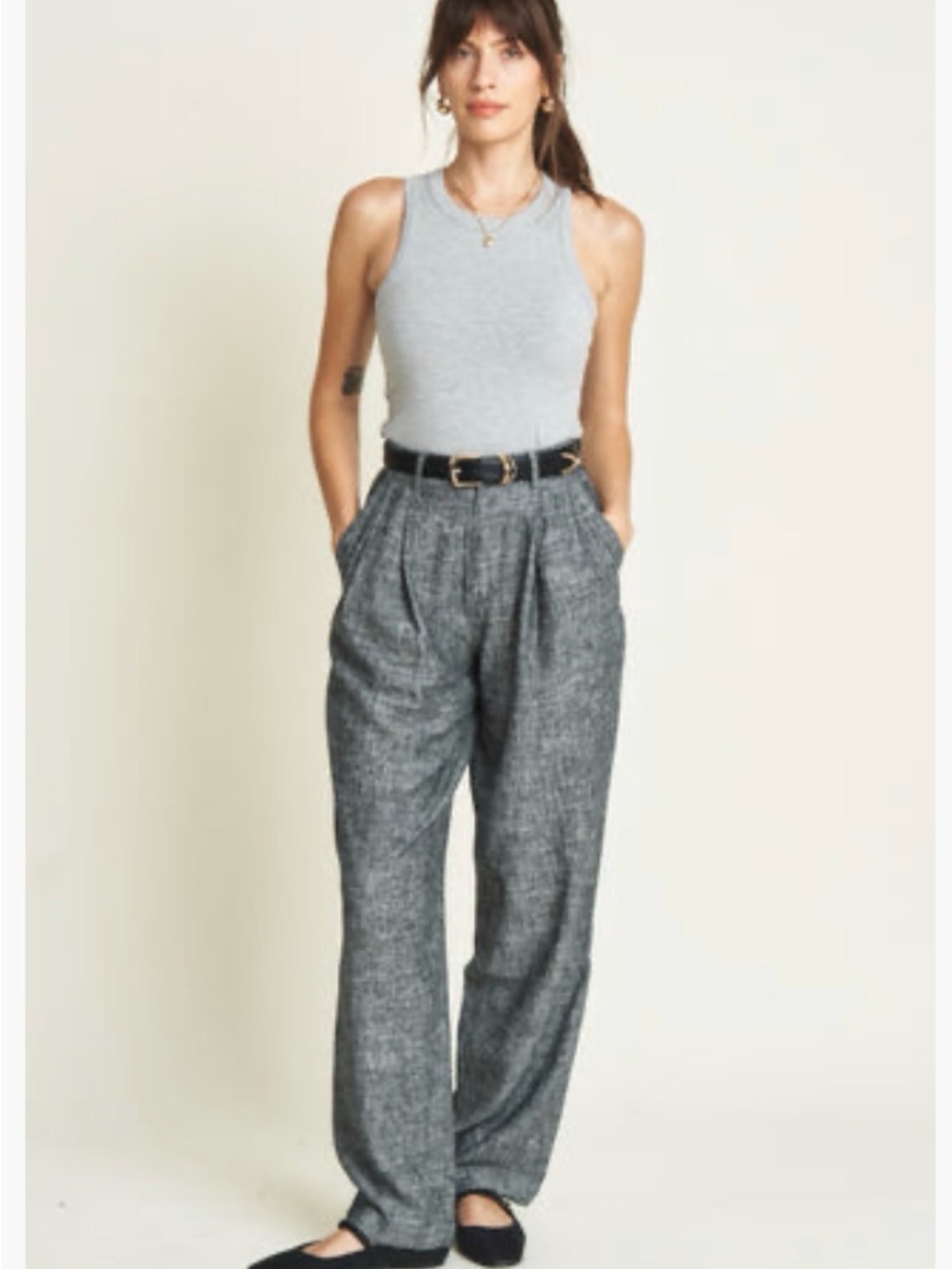 Oliver Logan heather grey linen pants